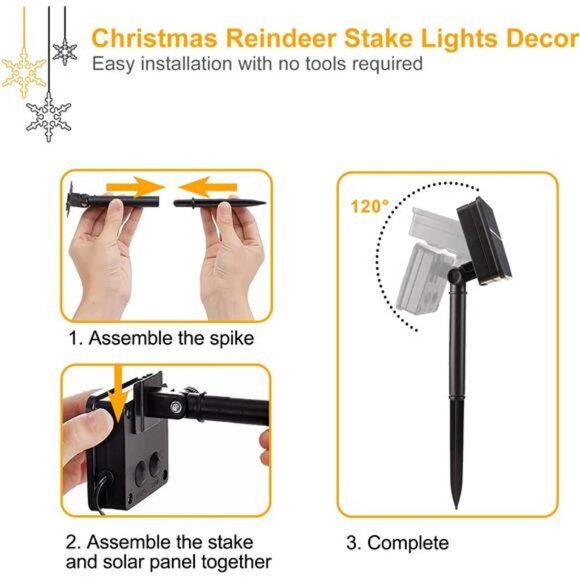 4-Piece Solar Powered Reindeer Set Christmas Pathway Lights